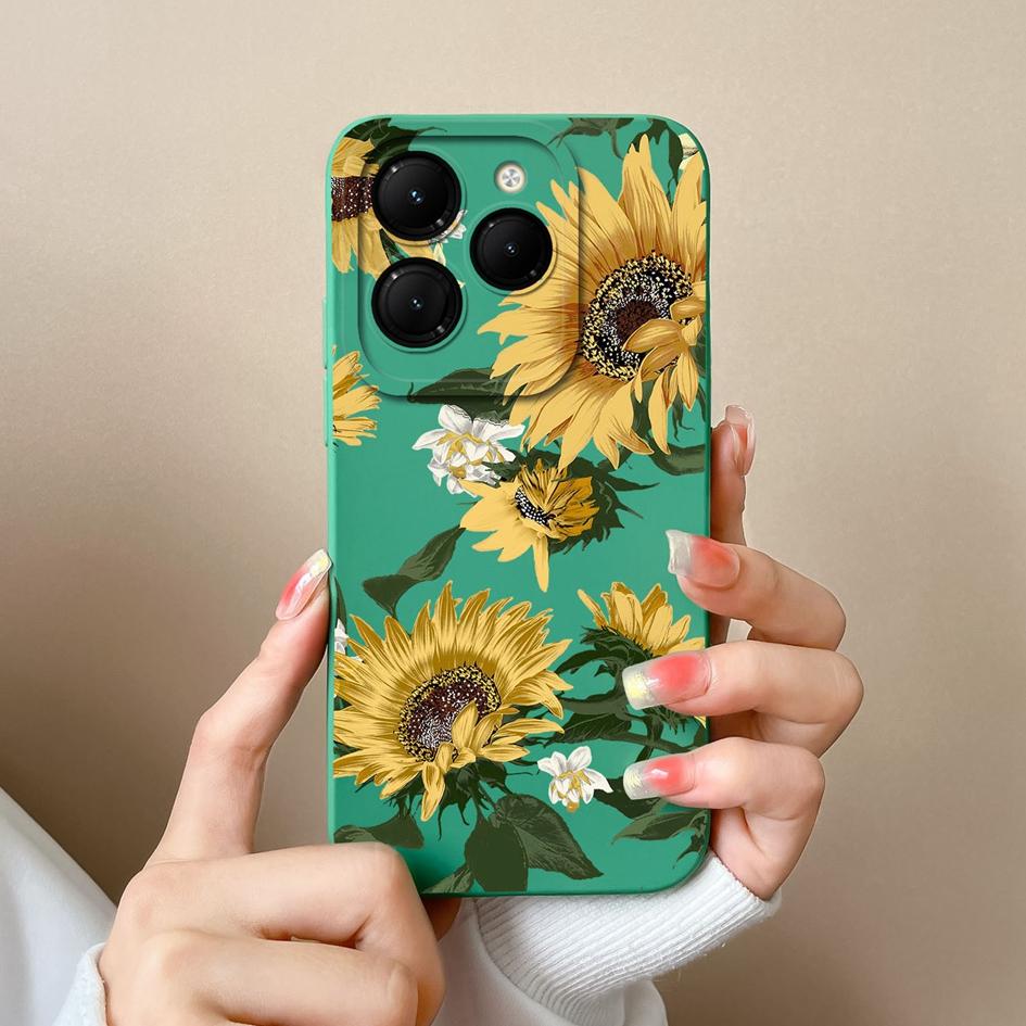 Для Infinix Hot 40 Smart 8 Note 40 Pro + GT 20 Pro задняя крышка чехол из жидкого силикона Pretty Sunflower Daisy супер противоударные чехлы для телефонов для Itel S24 Capa