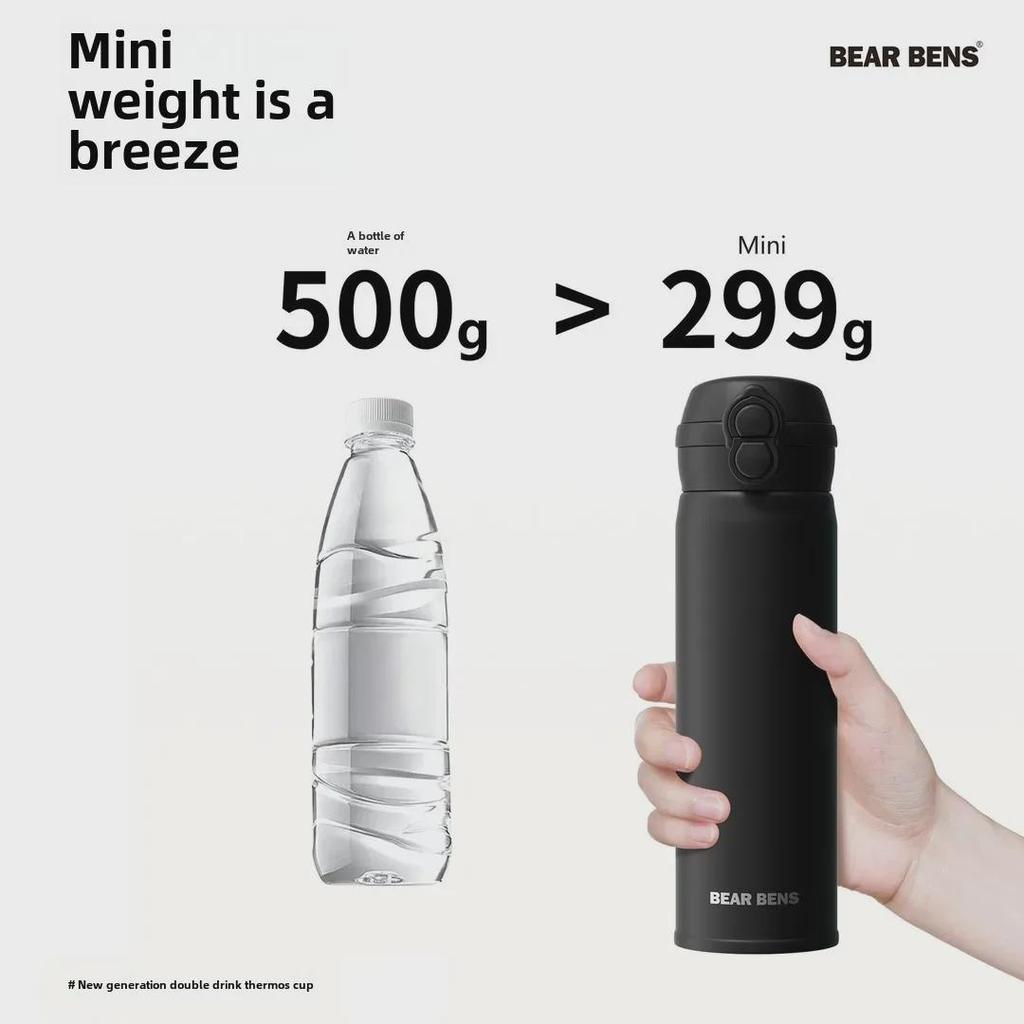 "Kumamoto Kids' Stainless Steel Water Bottle with Dual Straws and Portable Gift Box"