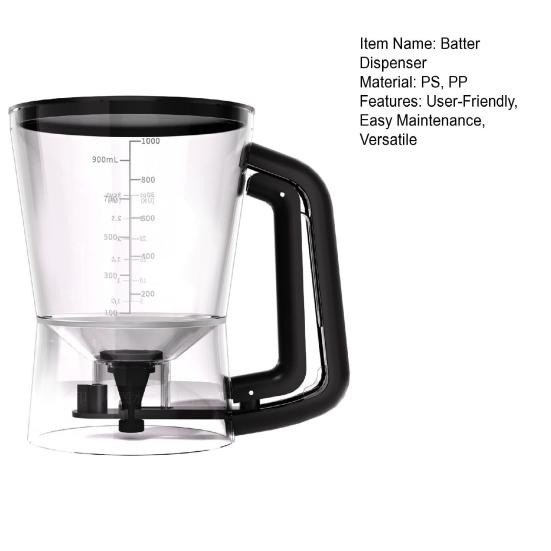 Диспенсер для теста с мерными отметками и клапаном без капель BPA-Free Инструмент для кексов и блинов Ручка с легким сжатием Съемный клапан для быстрой очистки