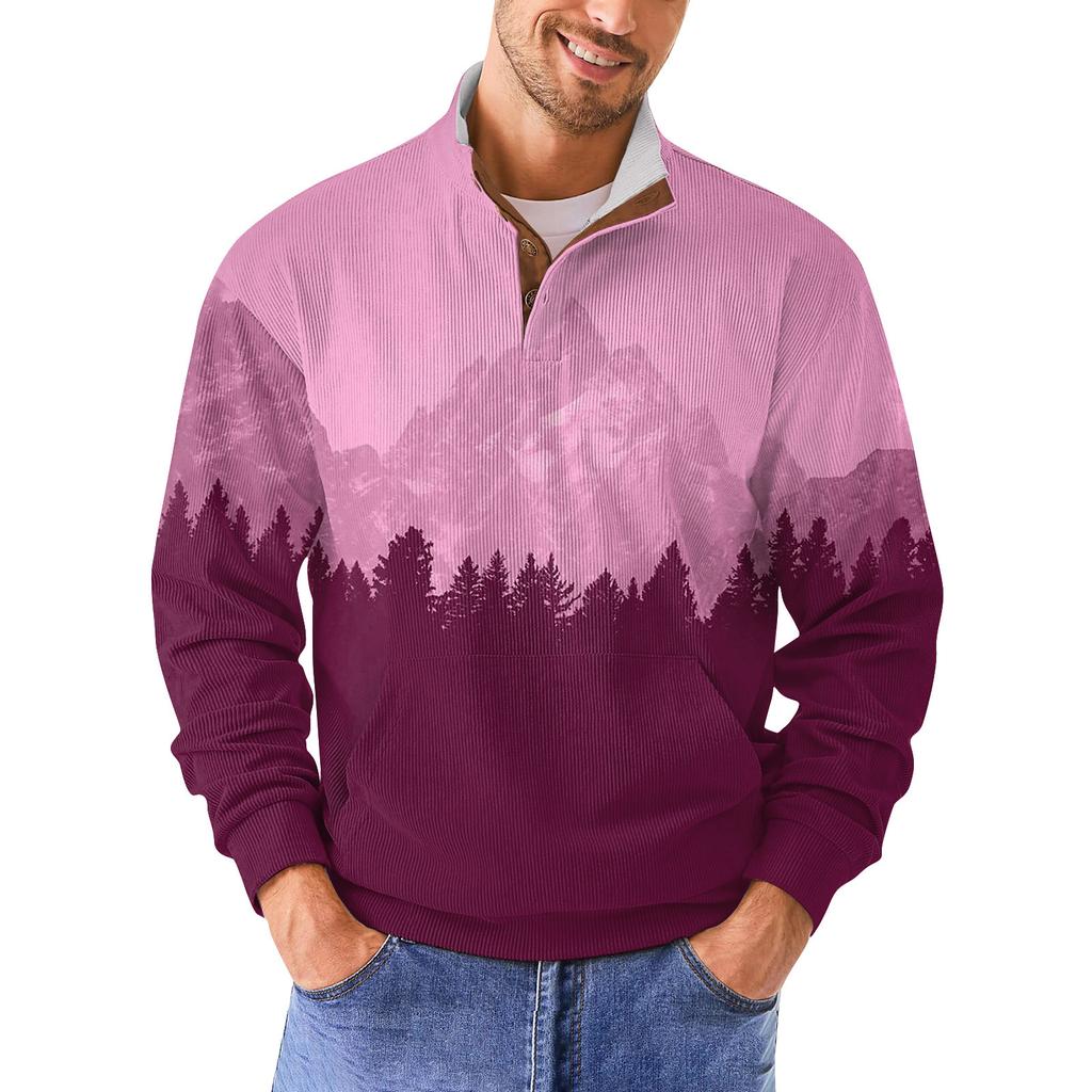 Мужская повседневная толстовка в стиле ретро с градиентным принтом