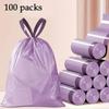 100 Purple Drawstring Garbage Bags, Plastic Garbage Bags, Suitable for Kitchen, Bathroom, Bedroom and Household - Portable Disposal