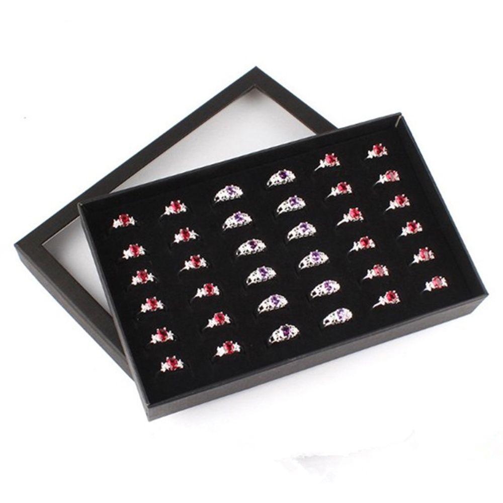 Stud Practical Portable 36 Slots Jewelry Packaging Box Ring Storage Case Jewelry Organizer Holder