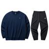 Однотонный теплый свитшот свободного кроя с круглым вырезом и принтом букв, эластичная талия, брюки с манжетами, повседневный спортивный костюм 972448711-6+172448301N-2