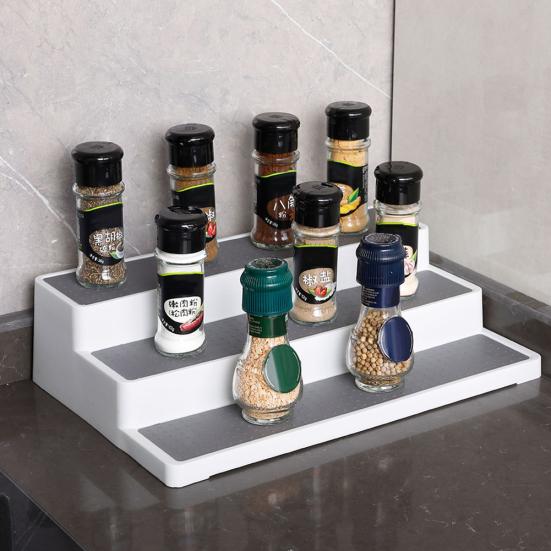 Home Kitchen 3-tier Spice Salt Sugar Rack Step Shelf Cabinet Bottle Organizer