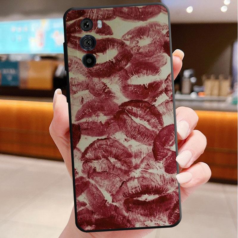 Черно-красные губы Поцелуй Чехол для телефона Для Motorola Edge 60 50 40 Pro 60 50 40 30 Ultra Neo Fusion Moto G Play G Stylus G Чехлы
