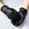 Men Genuine Leather Gloves Touch Screen Keep Warm Winter Head Layer Real Sheepskin Warm Cashmere Thick Waterproof Gloves