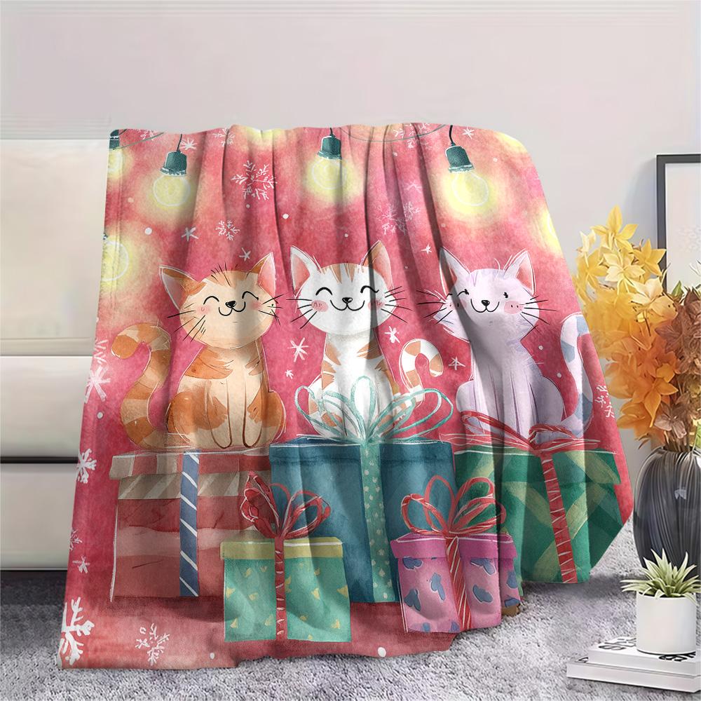 Cat Gifts Print Flannel Blanket, High quality Comfortable for All Seasons, Home Decor, Warmth and Comfort