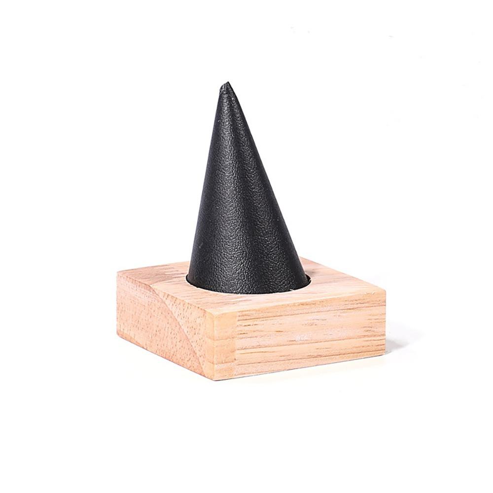 Jewelry Display Cone Shape Rings Holder Storage Rack Wooden Rings Organizer Girls Women