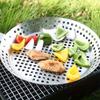 Stainless Steel BBQ Grill Pan , Round Perforated Grilling Basket with Handle, Outdoor Grill Topper for Vegetables, Meat, Pizza