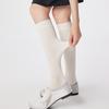 2024 Autumn/Winter Women's Angora Red Over-the-Knee Wool Socks - JK Style Vertical Stripe, Slimming Scrunched Calf.