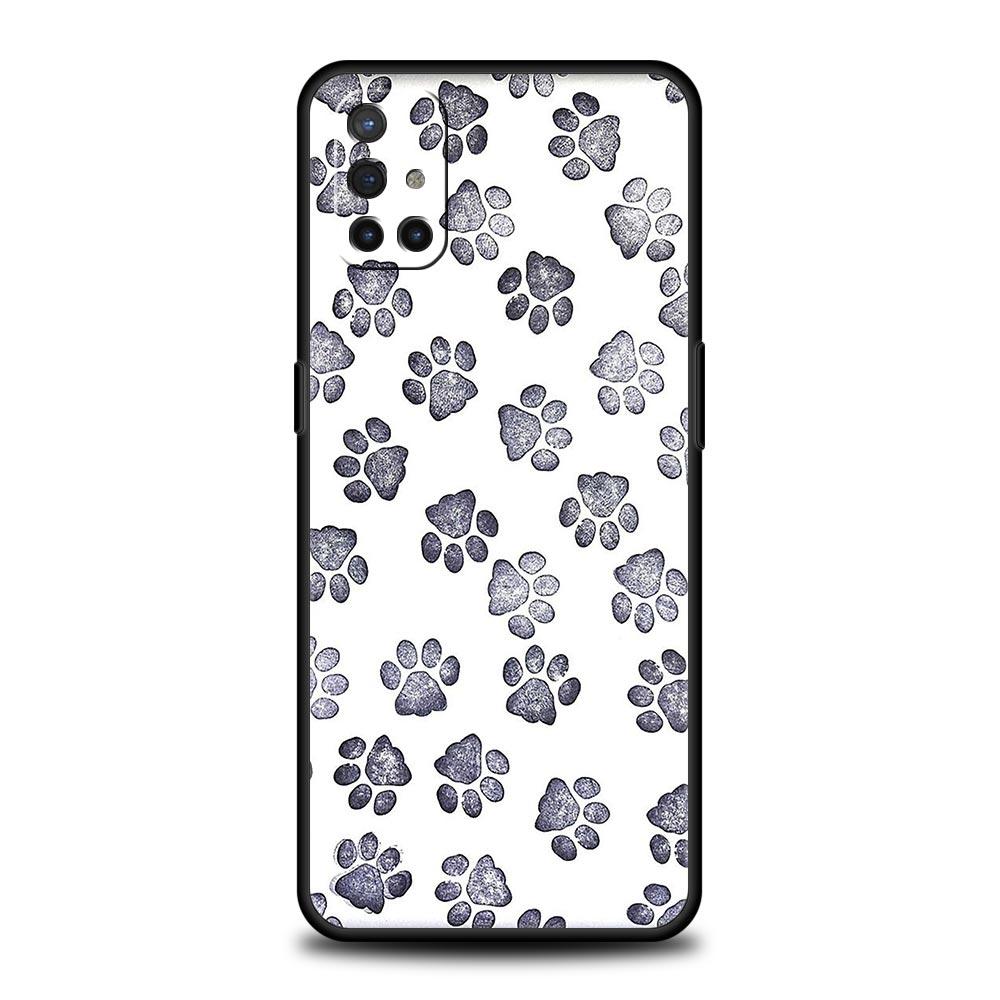 Cute Cat Dog Paw Love Phone Case For OnePlus 12 11 10 9 8 7 7T Pro 12R 10R 9RT 9R 8T Nord N100 N200 N10 2T CE 2 5G Black Cover