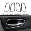 4PCS Car Interior Door Handle Frame Carbon Fiber Styling Trim Sticker Decor For BMW E90 E92 3 Series 320i 325i 2005-2012