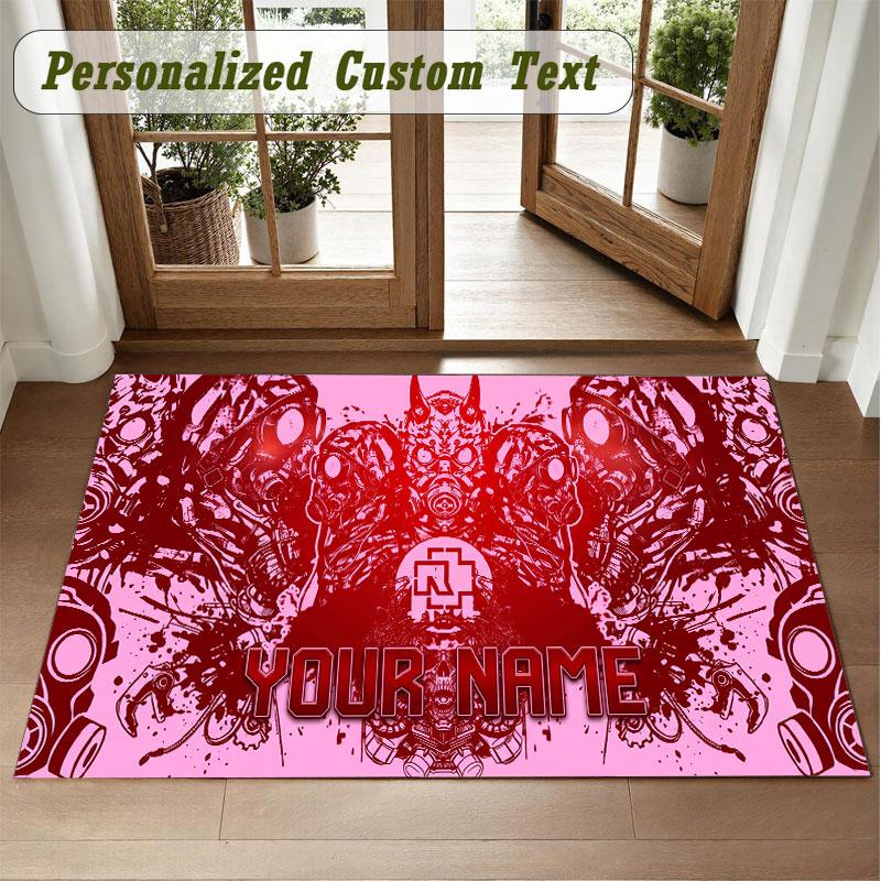 Crystal Velvet Square Rug Custom NameRammstein Pattern Non Slip Home Floor Decor Rug