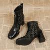 Ботильоны на высоком каблуке женские туфли с квадратным носком женские 2024 тренд зима новые челси снежные ботинки на молнии готические женские туфли сапатос