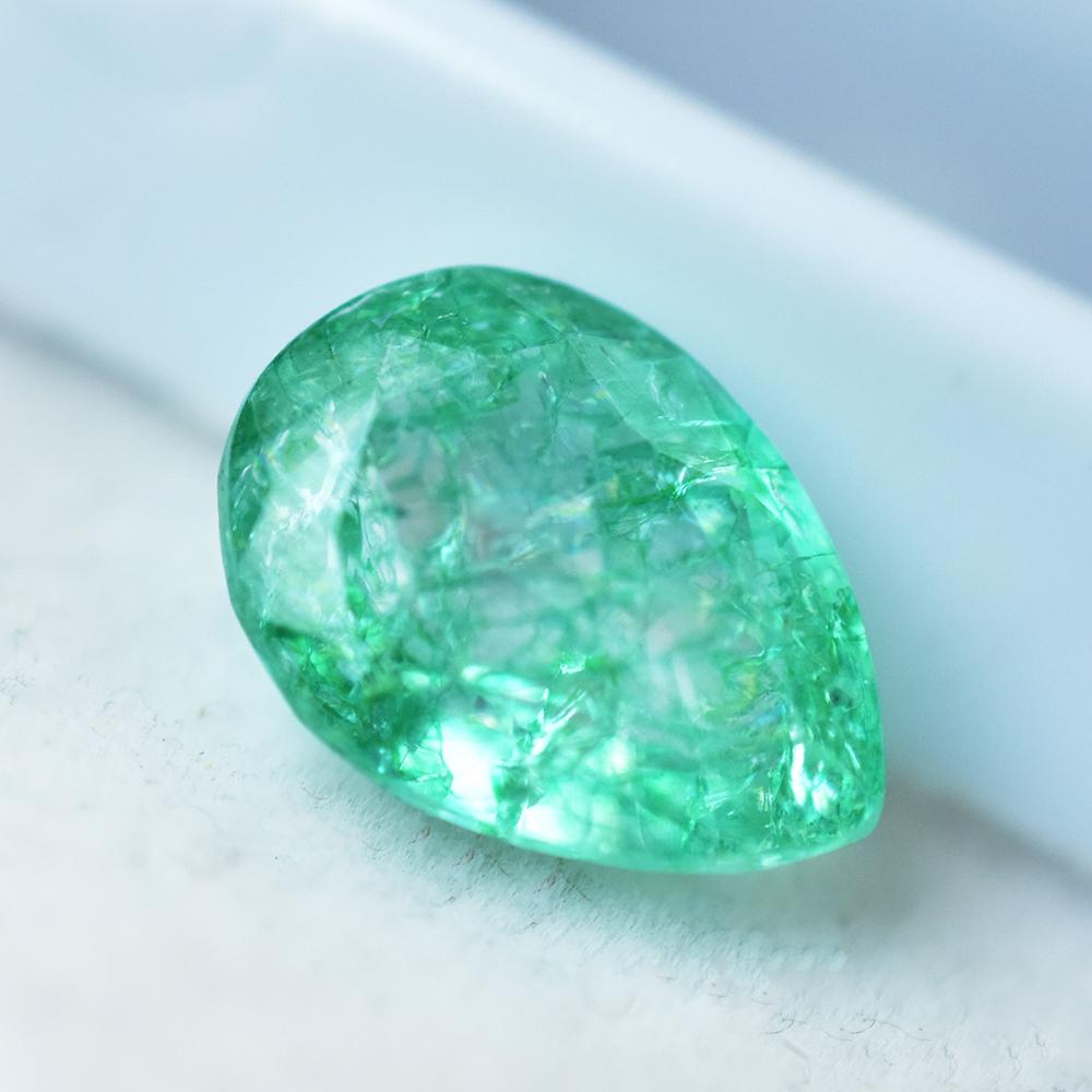 Natural Green Emerald Loose Gemstone Zambian 5 ct Pear Shape for Jewelry Making and Gem Collections