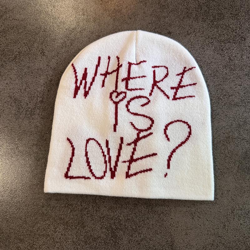 Уличная надпись Контрастный цвет Шерстяные вязаные шапки Осень Зима Теплая Y2K Хип-хоп Кепка Аксессуар