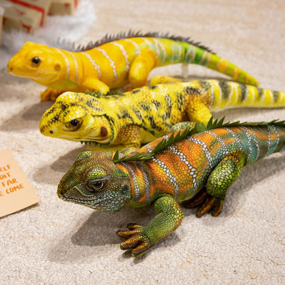 50cm Kawaii Lifelike Green Yellow Lizard Figurine Model Cute Reptile Lizard Plush Toys Simulation Animal Stuffed Doll Gifts