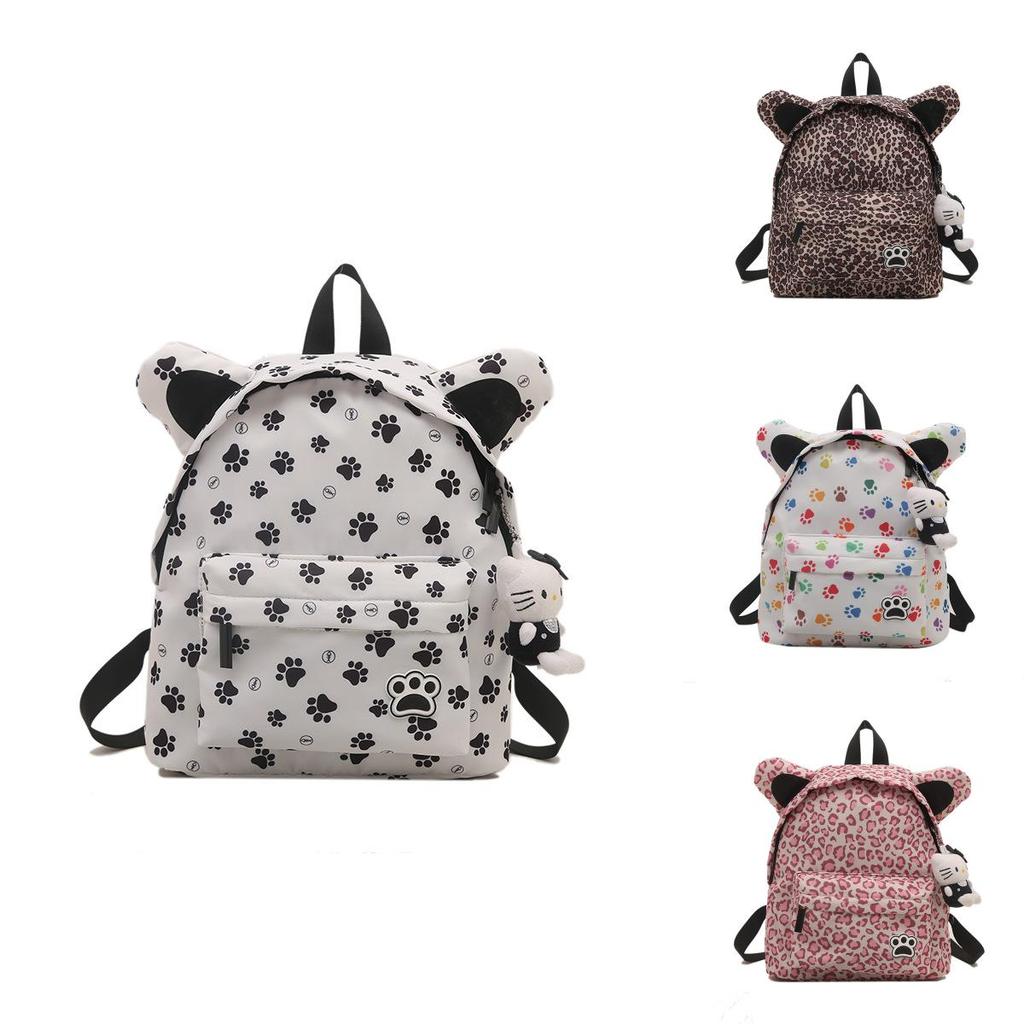 Cute Cat Paws Print Student Backpack With Laptop Pocket For School And Leisure