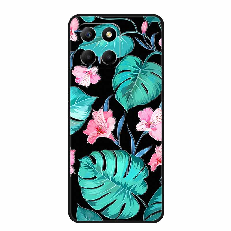 3D Тисненый Чехол Для Honor Play 9A 2024 X5b Plus X8C X6C 4G Чехол Для Телефона 9 A X 8 6 C Coque Цветы Черный Силикон Мягкая Задняя Крышка