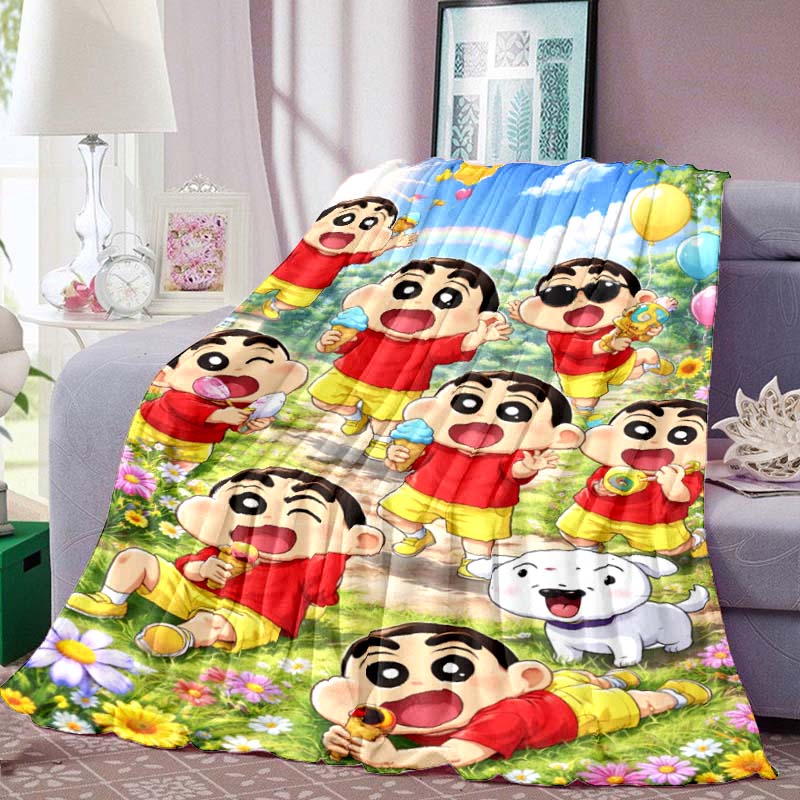 This Crayon Shin-chan cartoon blanket is made of warm and comfortable flannel and is suitable for bedrooms, sofas, beds, chairs,