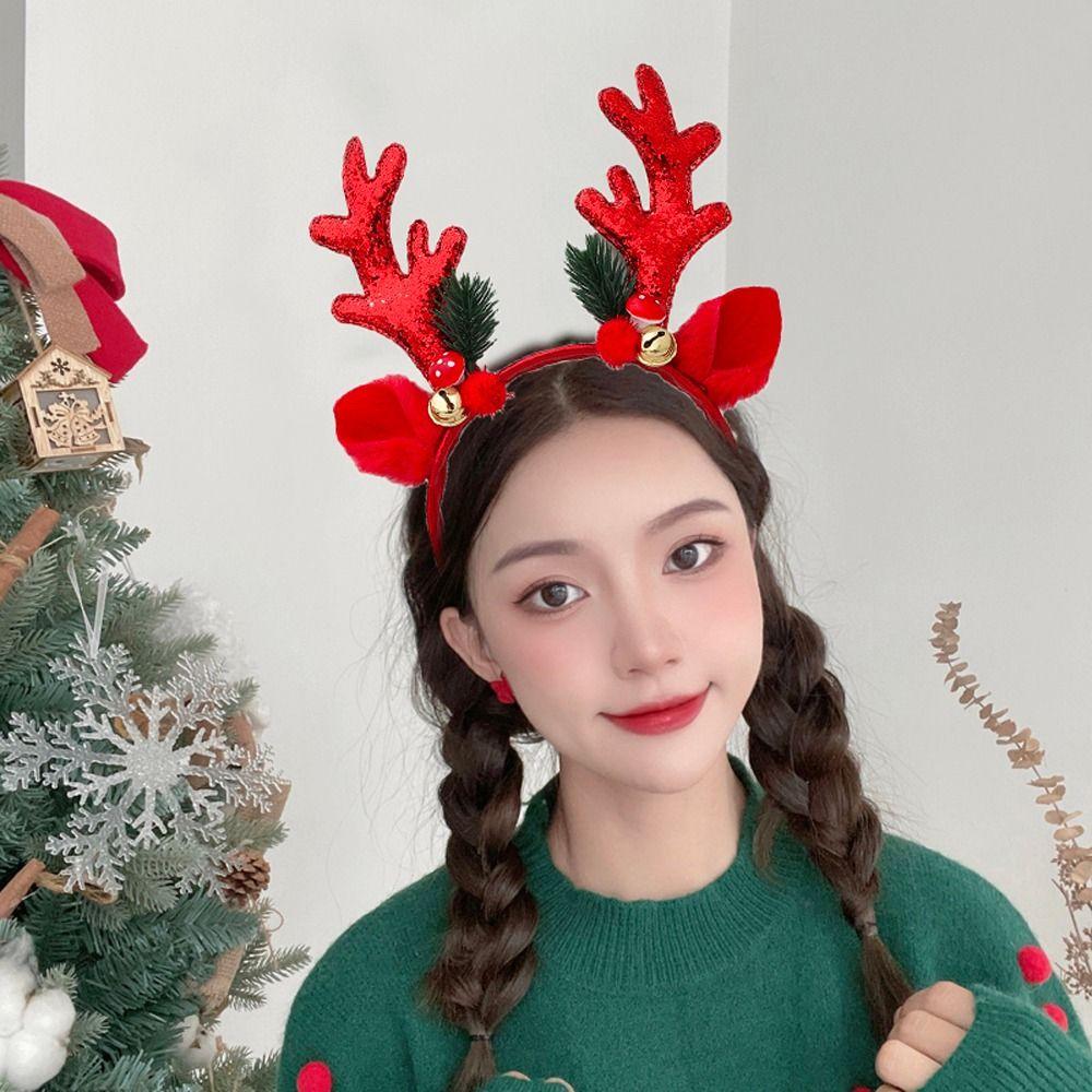 Deer Horn Funny Sequins Women Hair Hoops Elk Antler Christmas Headbands Korean Style Hairbands