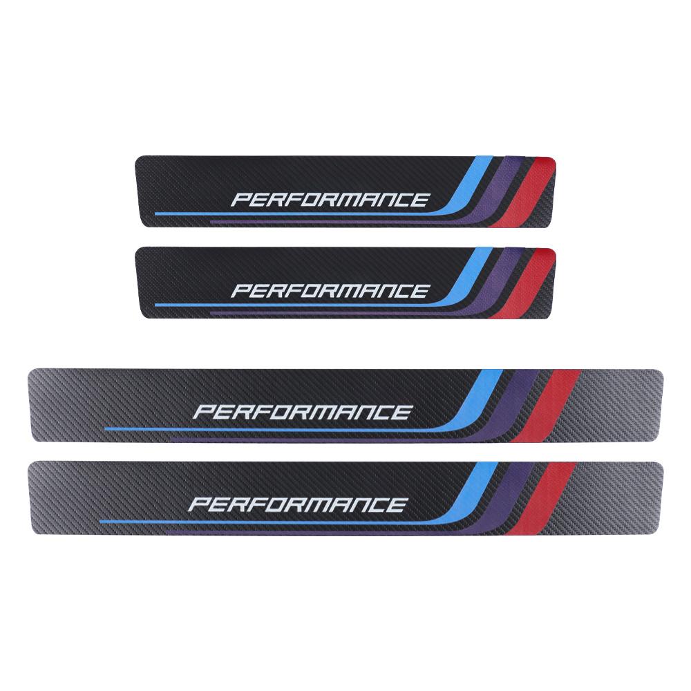 4pcs Carbon Fiber Sill Plate Stickers Guard Decals for Bmw Performance M 1 2 3 4 5 6 7 Series X1 X2 X3 X4 X5 X6 X7 Car Styling SDO5