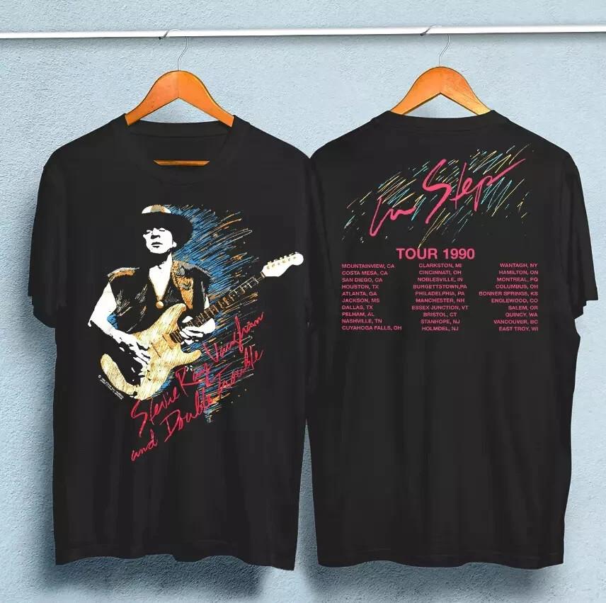 Vaughan Ray Stevie 1990 Tour Step Vintage TShirt Black Size Unisex Concert fans Unisex T-Shirt