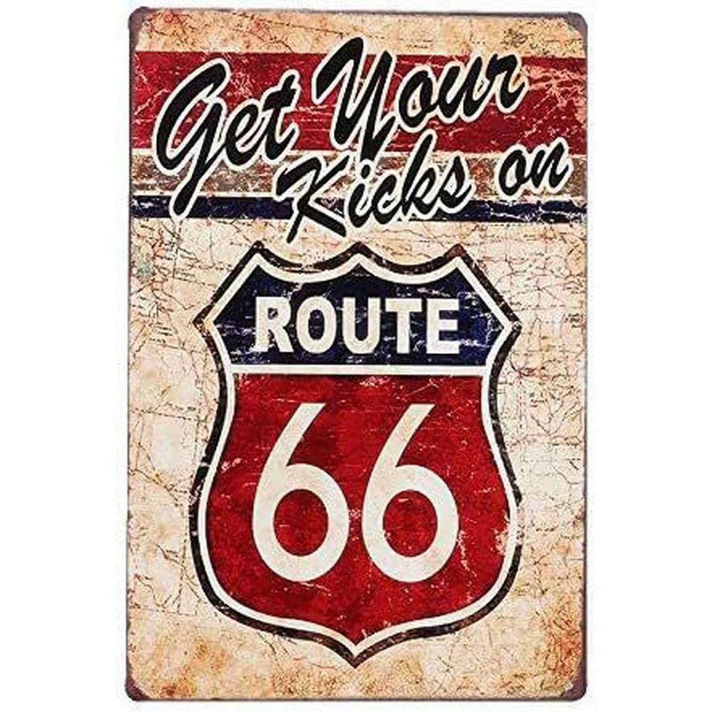 США Маршрут 66 Металлические таблички Настенный плакат Табличка Предупреждающий знак Винтажная железная картина Украшение для дома Кафе Гостиной Клуба Бара