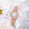Luxury Rhinestone Quartz Watches Silver Watch Bracelet Set Vintage Rose Gold Watch  Casual Wear