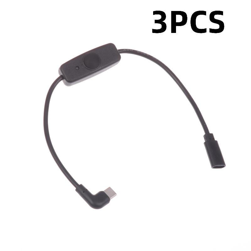 1/3 шт. Кабель питания USB-C на Type C 5V2A Короткий удлинитель USB C с выключателем для USB-вентилятора, светодиодных лент, настольной лампы