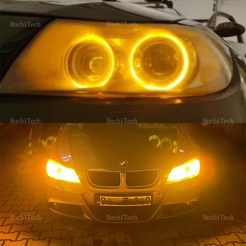 For BMW 3 Series E90 E91 Pre-LCI Xenon Headlight 2004-2007 CSL Lemon Yellow 20w Angel Eyes LED Marker Lights Bulb Replace