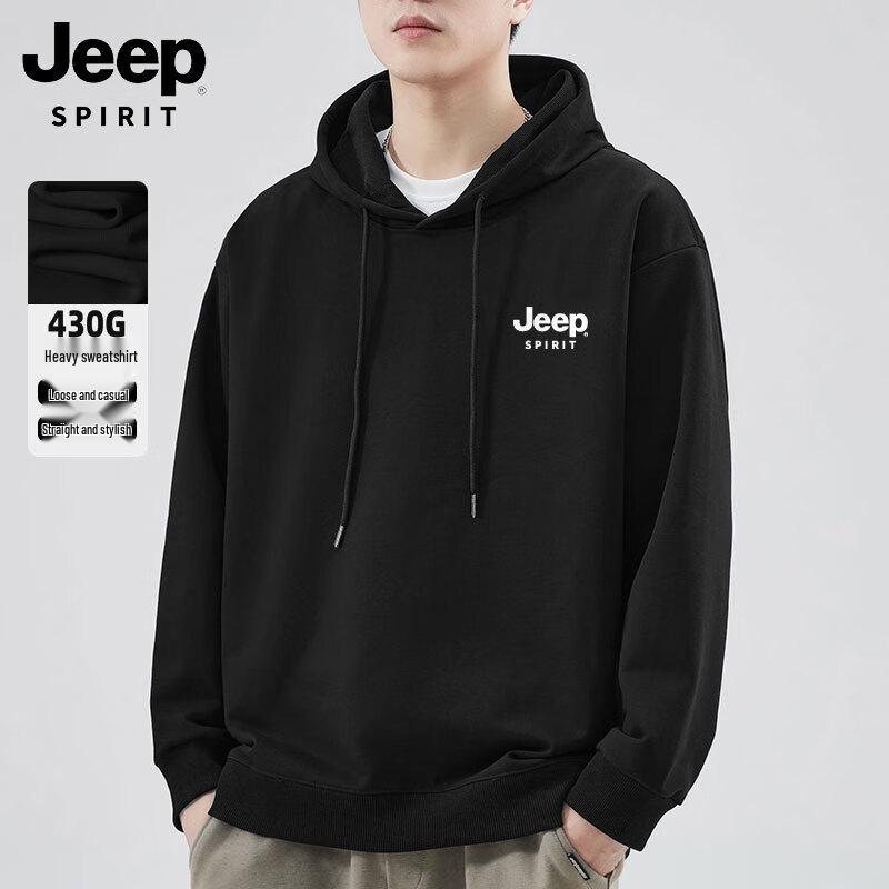 JEEP SPIRIT Men's American Retro Thick Knit Hooded Sweatshirt