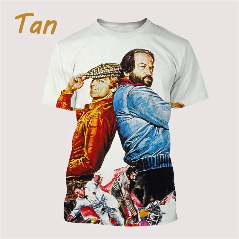 Новейшие топы Bud Spencer Terence Hill с 3D-принтом, футболка Harajuku с круглым вырезом, повседневная футболка с коротким рукавом, модная летняя мужская одежда