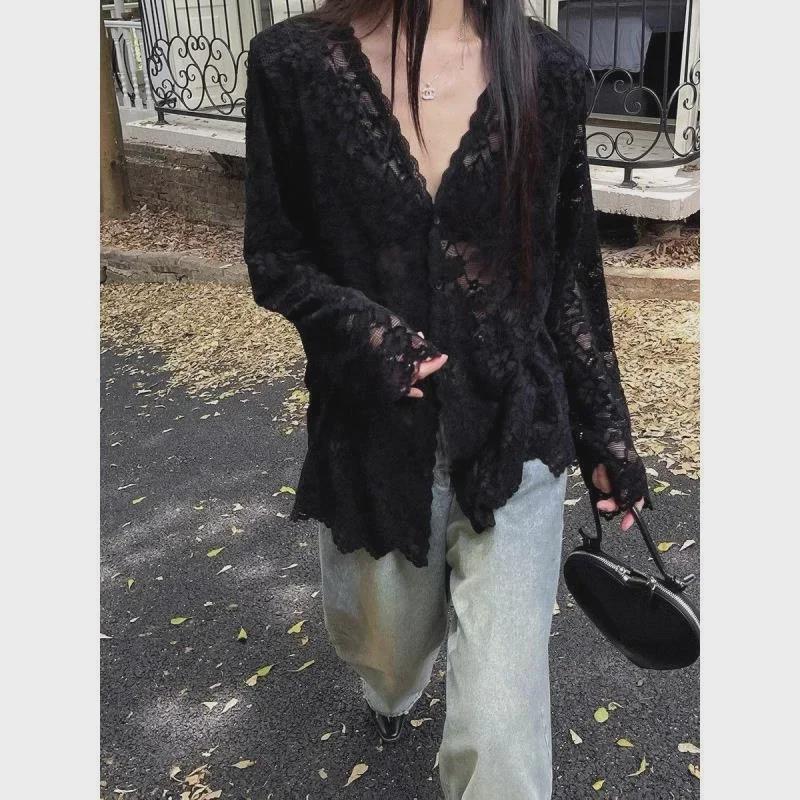 Women's 2024 Early Autumn Long-Sleeve Slim Lace Top