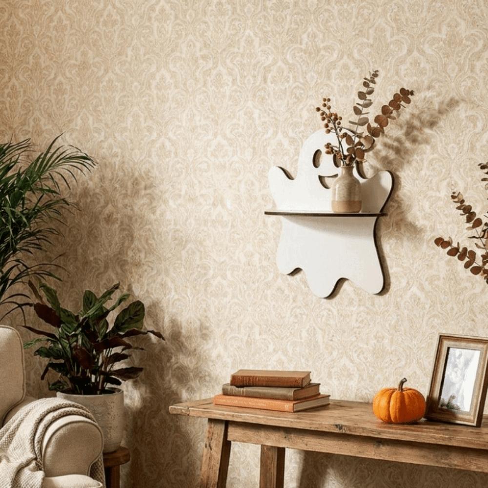 Self Adhesive Spider Web Wall Shelf Wall Mounted Halloween Floating Shelf Kitchen