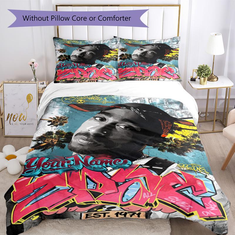 2pac Personalized Text Bedding Set Perfect for Bedrooms Wrinkle Resistant Home Decor Perfect Gift for Valentine’s Wedding Birthday