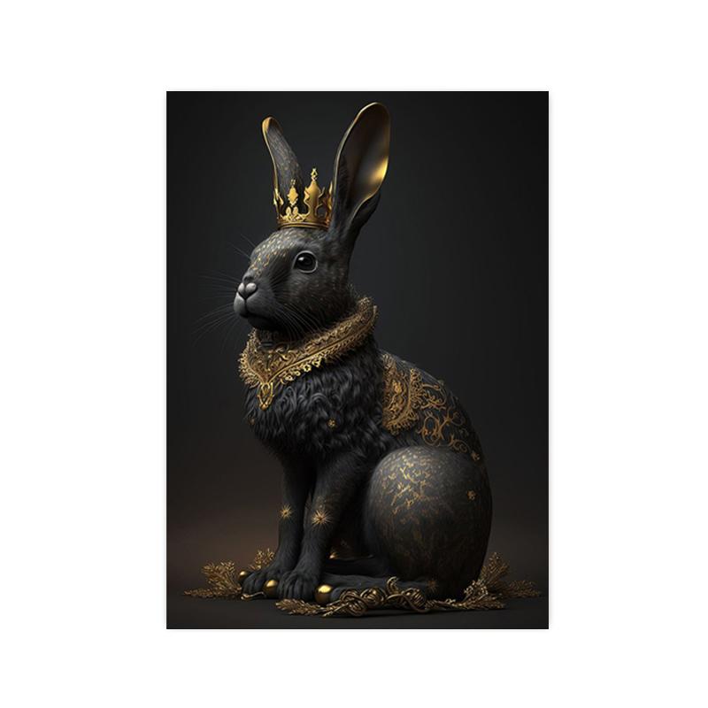 Черное золото животные король горилла лев постеры принты кролик слон холст картины настенное искусство картина для гостиной домашний декор