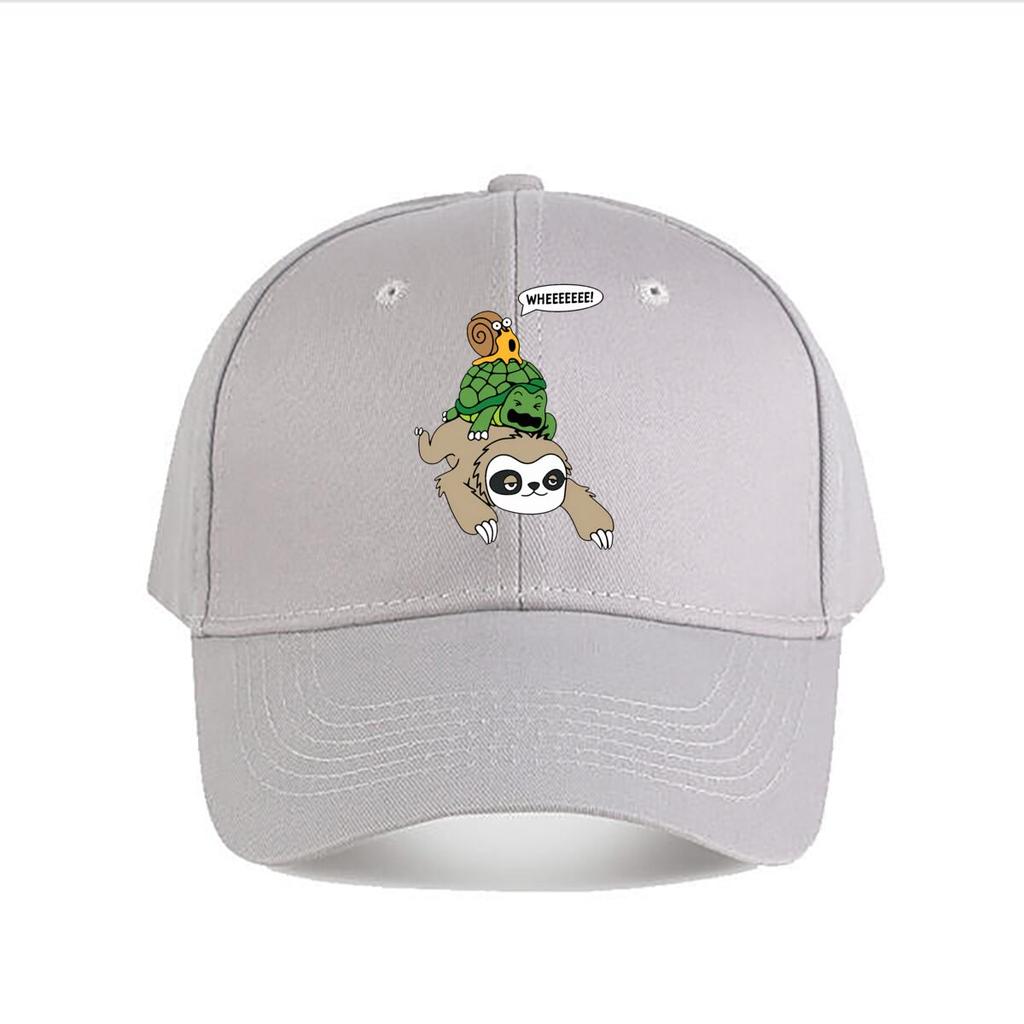 WHEEEEEE Funny Sloth Turtle Snail Animal Stack Graphic Baseball Cap Fashion Unisex Sunhat Womens Outdoor Sports