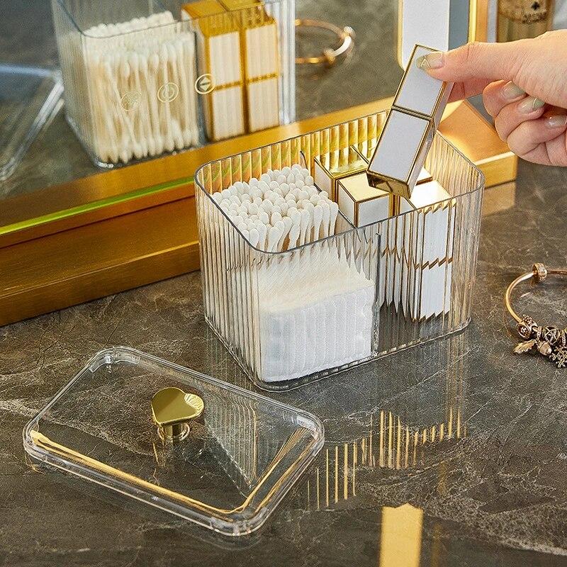 Прозрачный пластиковый квадратный органайзер для косметических тампонов, ящик для хранения ватных дисков, держатель для ежедневного хранения