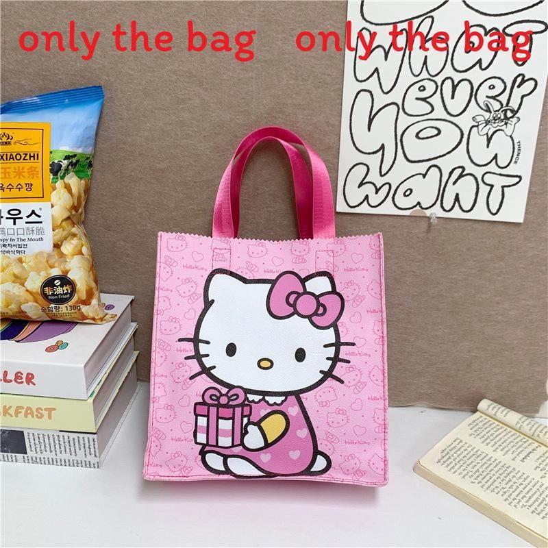 Сумка-тоут с принтом Hello Kitty Labubu из полиуретановой кожи для повседневного использования, большая вместимость