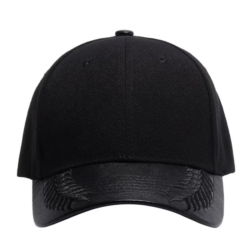 PU Leather Embroidery Baseball Cap Ear of Wheat Head Sport Hat Hip Hop Street Caps Men Fashion Black Snapback Hats Gorras