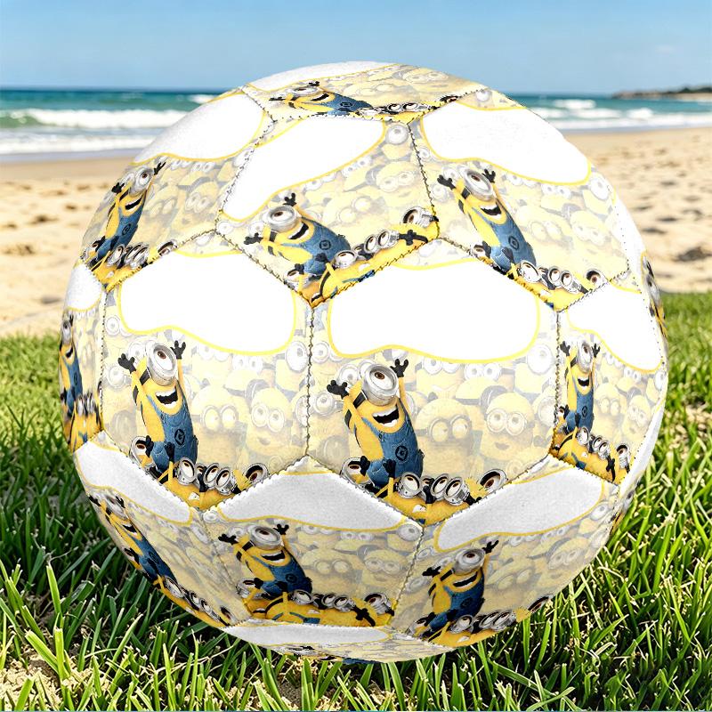 Minions Print Size 5 Soccer Ball, PU Wear Resistant Football for Match Training and Daily Practice, Birthday Gift for Soccer Fans