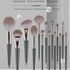 Набор из 14 кистей для макияжа Green Cloud: Ультрамягкие кисти для пудры, теней для век и румян