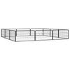 12 Piece Black Dog Run Kennel 100x50 cm Powder Coated Steel