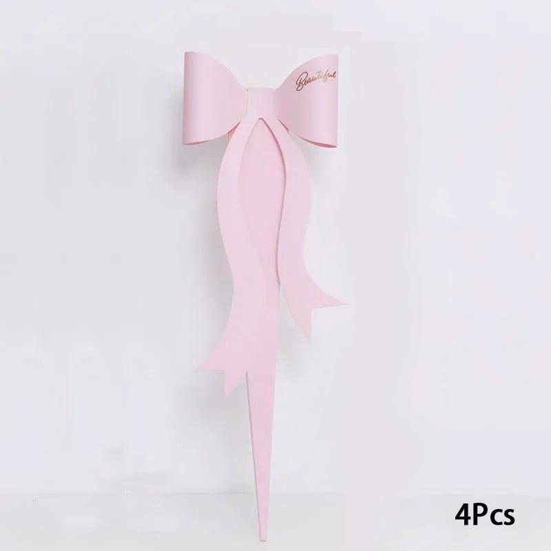 4Pcs Portable Packaging Box Flower Box Gift Supplies Triangular Shaped With Bowknot Party Decor