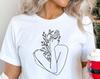 Botanical Woman Shirt, Line Art Tee, Floral Female, Abstract Design T-Shirt, Boho Art Shirt, Gift For Her, Hippie Shirt, Mom Birthday Gift