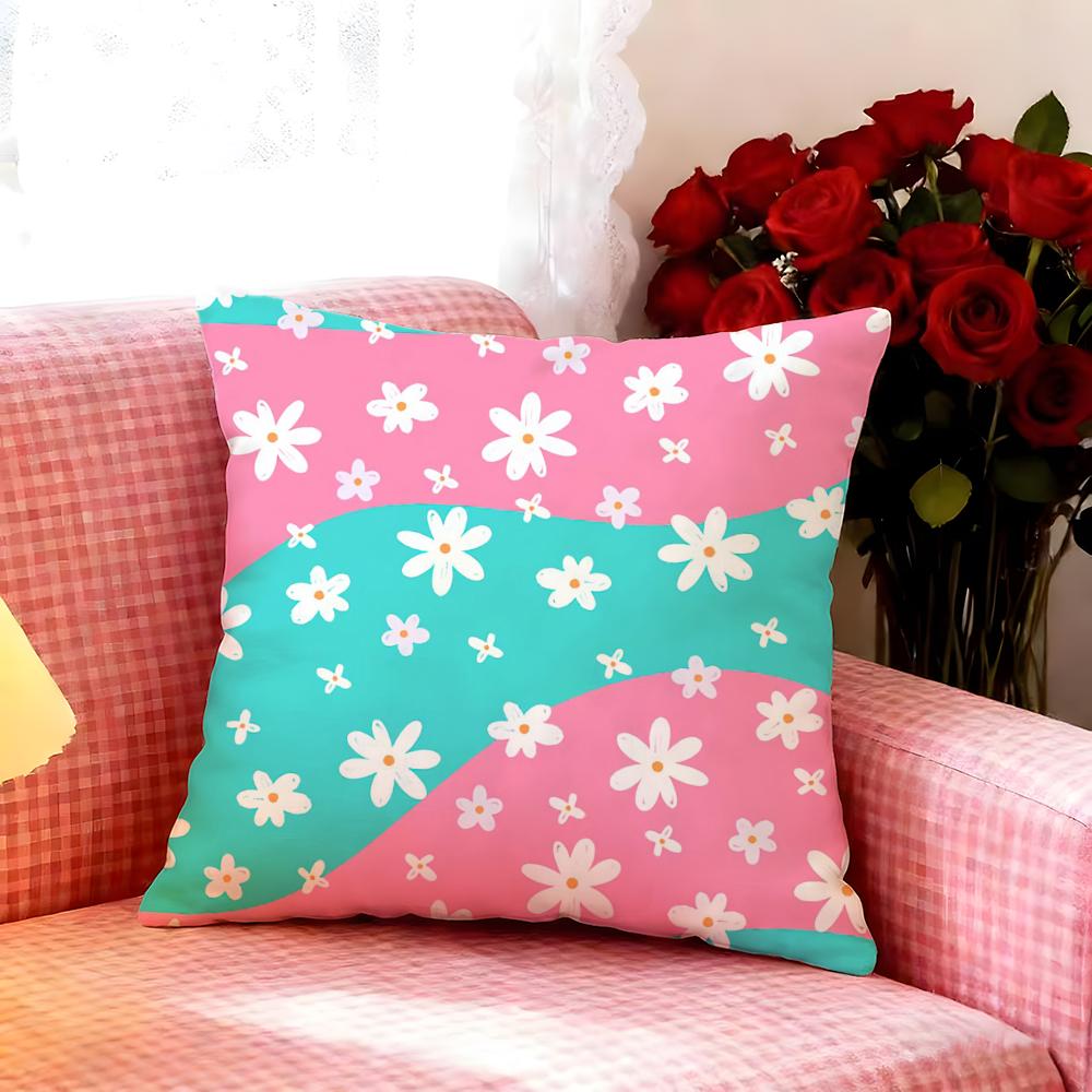 Bright Colorful Daisies Cushion Cover Premium Soft Pillowcase SkinFriendly Breathable MultiPurpose for Home Office Travel