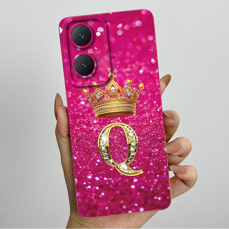 For Vivo Y18 Y18i Y18e Y28s 5G Case Soft Silicone Crown Letter For Vivo Y03 Y03T Case Fundas Coque VivoY03 V2332 Bumper Shells