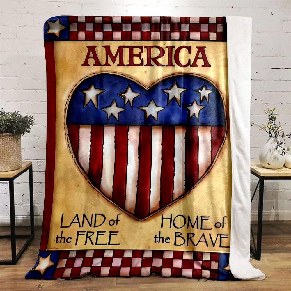 Land of Free Home of Brave Patriotic Throw Blanket bedroom Blanket for Livingroom Couch lunch break Soft throw for Friend's festival Gift