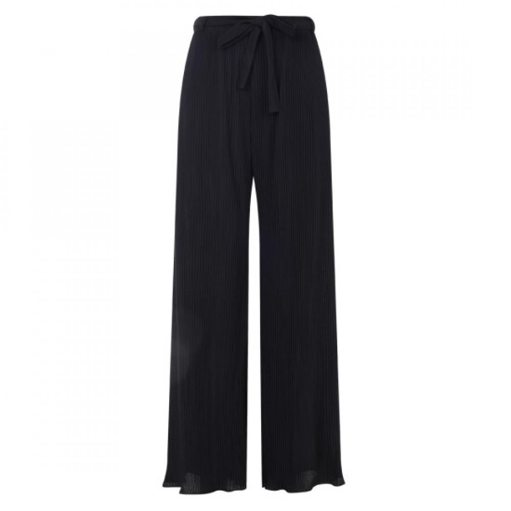 Shop Women Belt Ribbon Waistband Pleat Pants Black Pic Wpt 20565